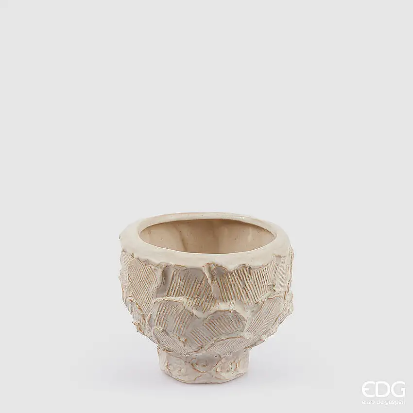 EDG Enzo De Gasperi Vaso Chakra Effetto Stucco Con Piede
