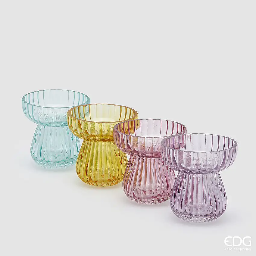 EDG Enzo De Gasperi Vaso Righe Biforma in Vetro