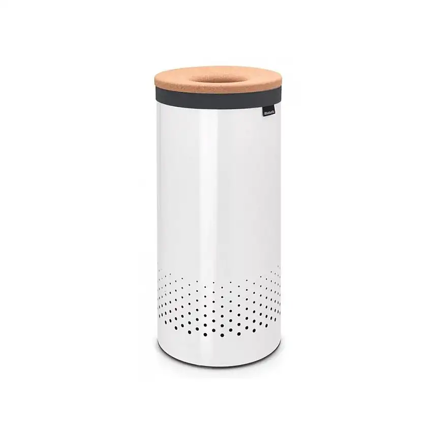 Portabiancheria 35 lt, con coperchio in sughero, bianco, Brabantia