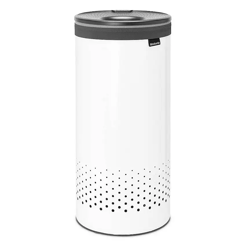 Portabiancheria 35 lt, con coperchio in plastica, bianco, Brabantia