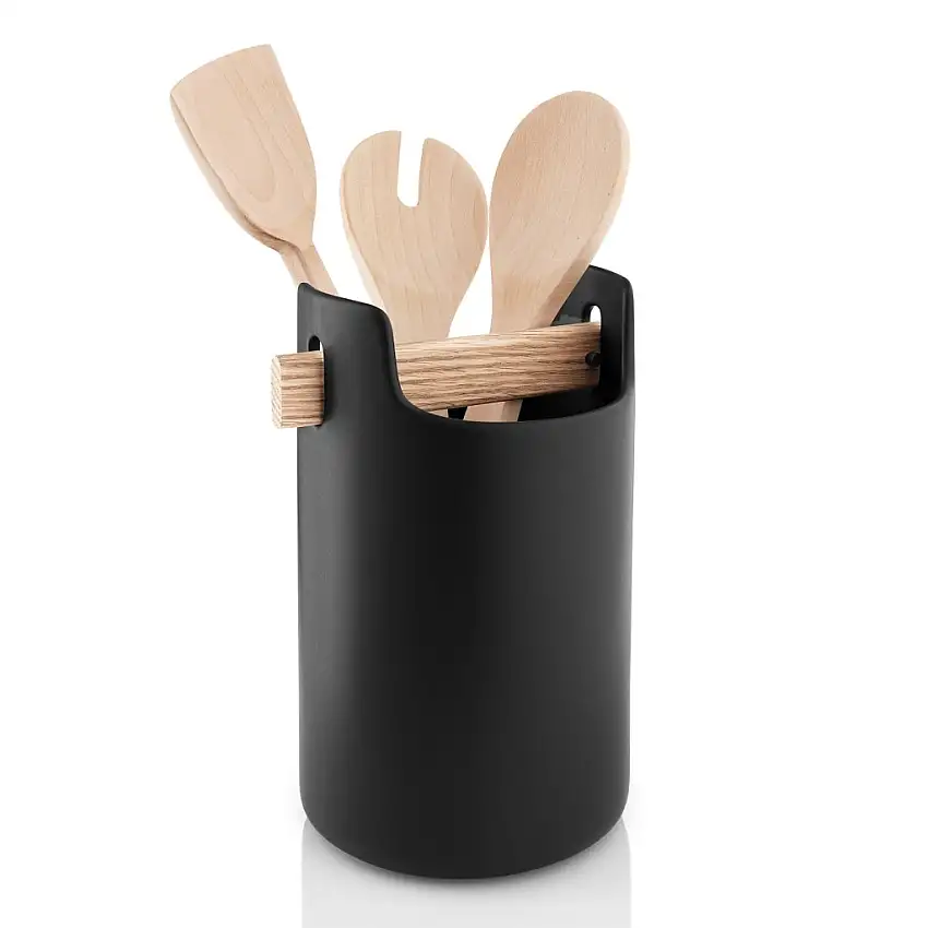 Portautensili 20 cm, con manico in legno, nero, Eva Solo