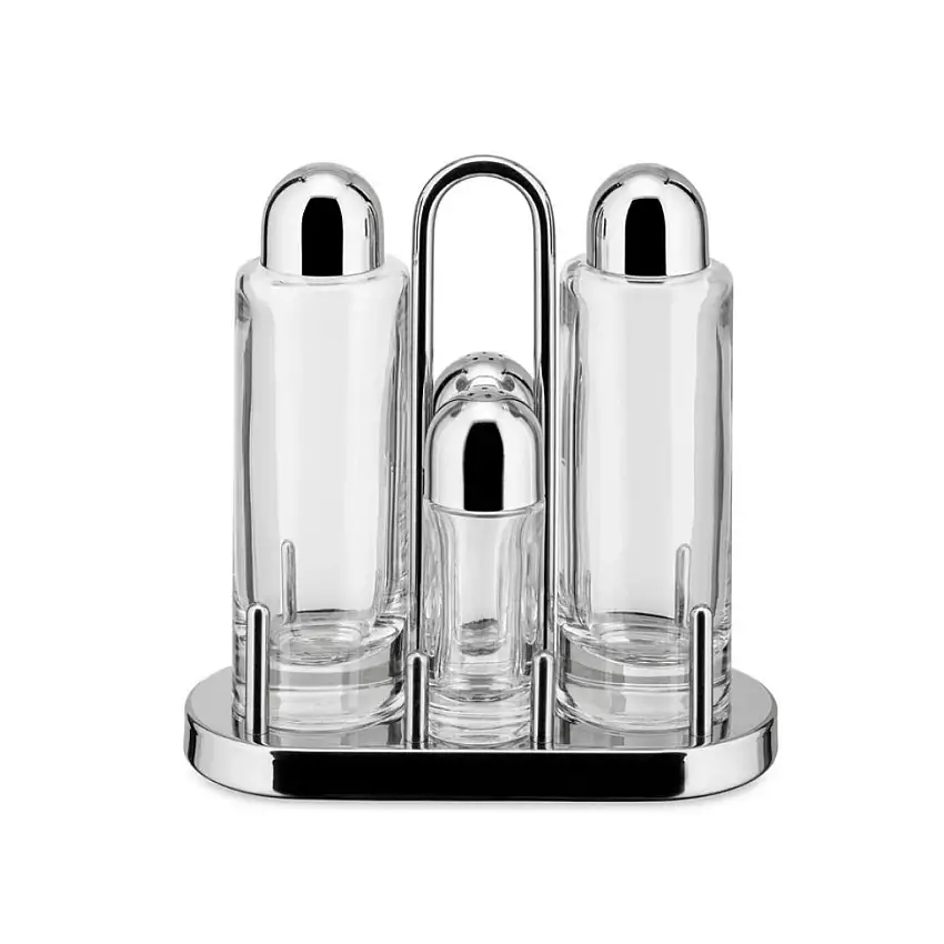 Set per condimenti 5070 19 cm, acciaio inox e vetro, Alessi