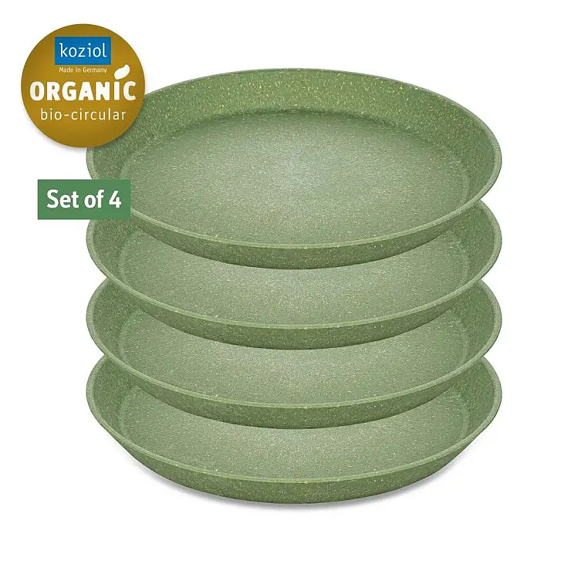 Piatto in plastica CONNECT, set di 4 pz, 20,5 cm, verde foglia naturale, Koziol