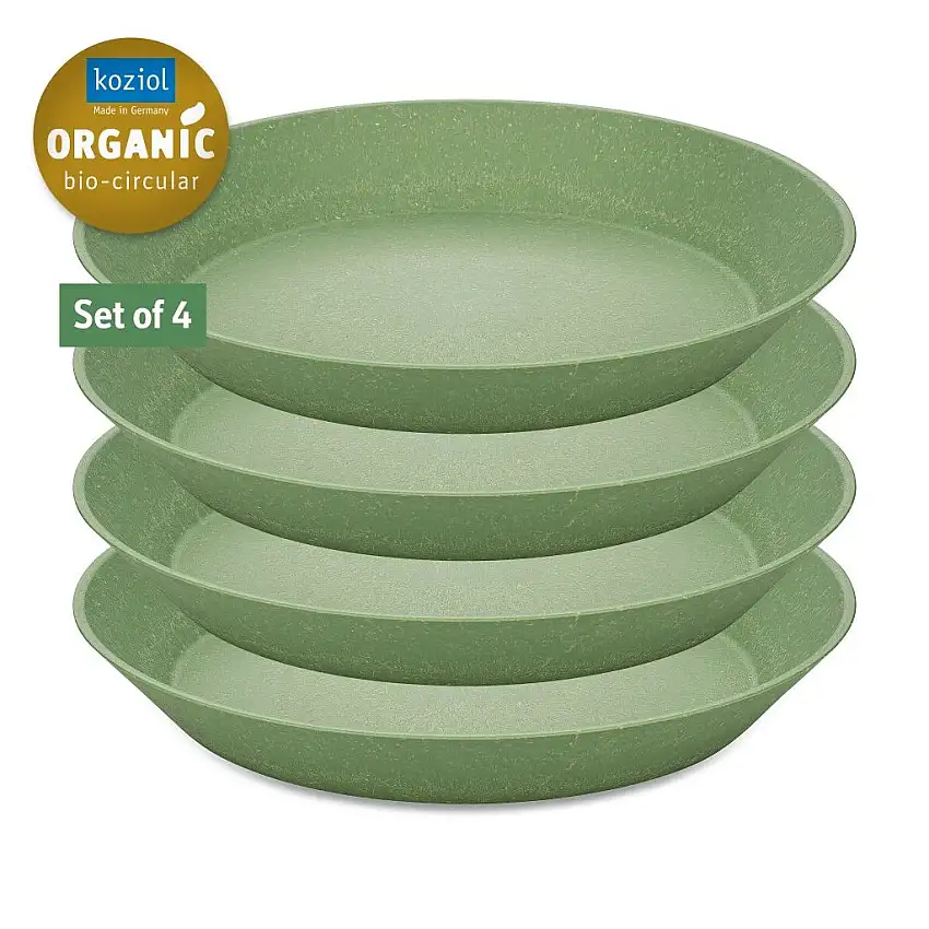 Piatto fondo in plastica CONNECT, set di 4 pz, 24 cm, verde foglia, Koziol