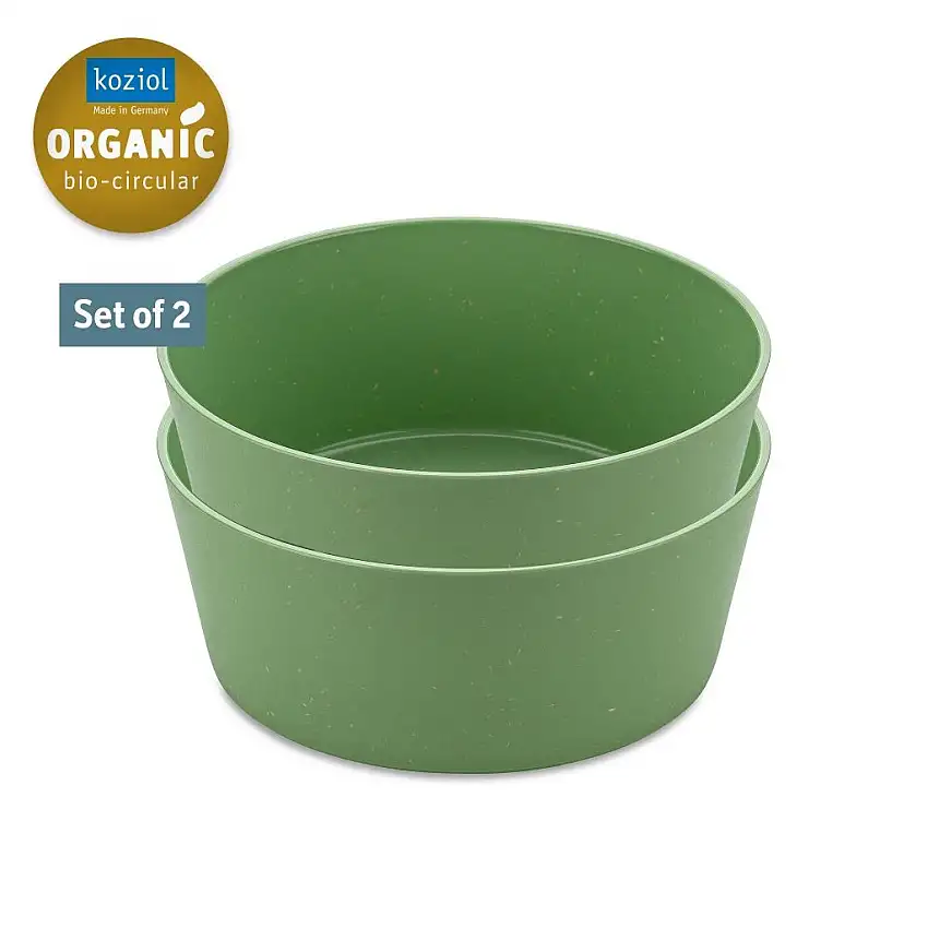 Ciotola in plastica CONNECT, set di 2 pz, 400 ml, verde foglia naturale, Koziol