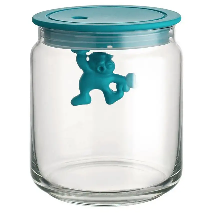 Barattolo da cucina GIANNI 750 ml, coperchio blu, vetro, Alessi
