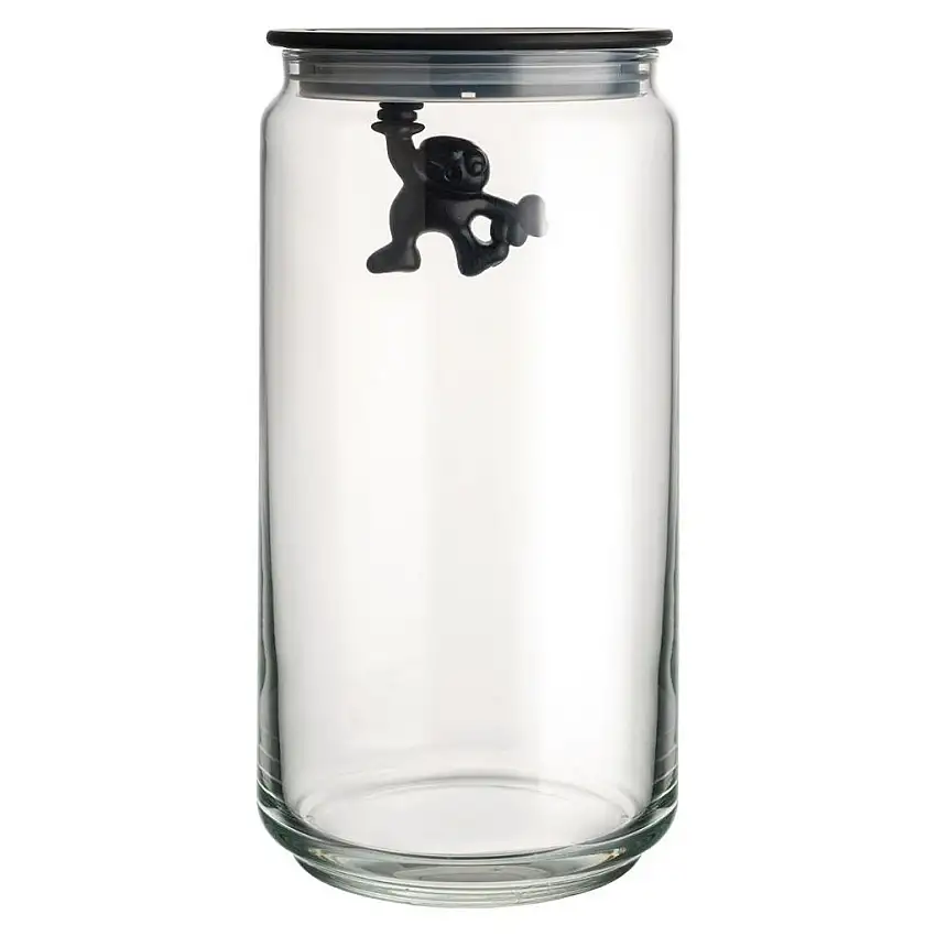 Barattolo da cucina GIANNI 1,4 l, coperchio nero, vetro, Alessi