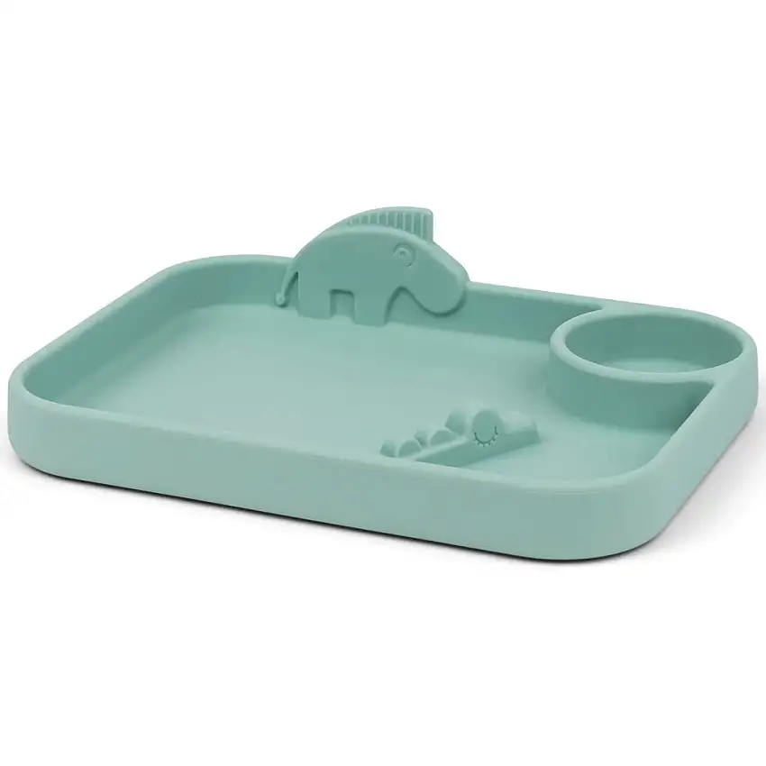 Piatto diviso per bambini PEEKABOO, blu, silicone, Done by Deer