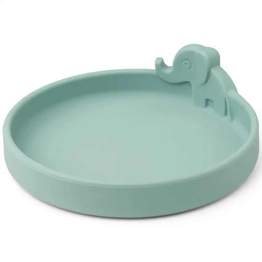 Piatto per bambini PEEKABOO ELPHEE 16 cm, blu, silicone, Done by Deer