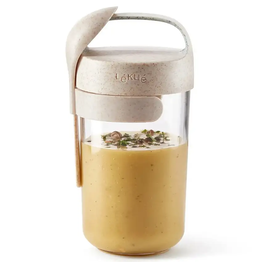 Barattolo pranzo VASO TO GO ORGANIC 600 ml, crema, Lékué