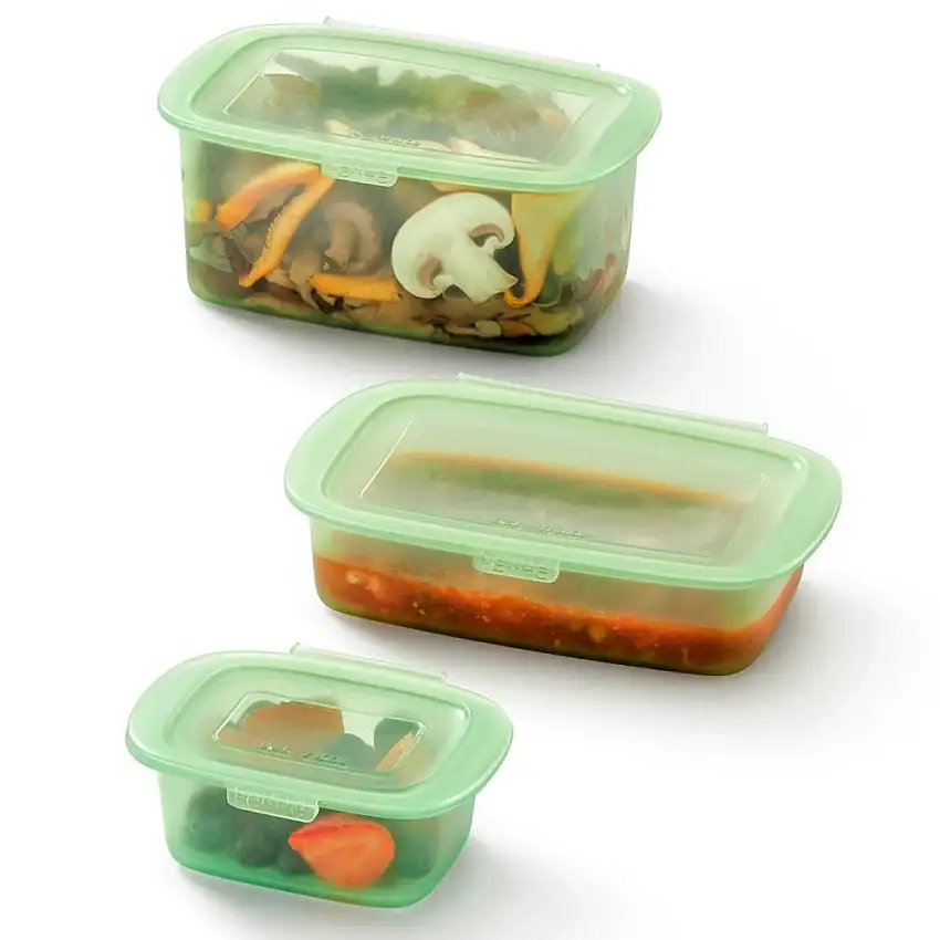 Contenitore per alimenti REUSE E REDUCE, set di 3 pz, verde, silicone, Lékué