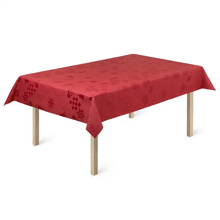 Tovaglia natalizia NATALE 150 x 220 cm, tessuto jacquard, rossa, Rosendahl