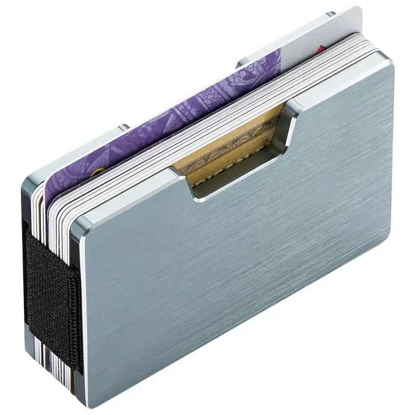 Porta carte di credito con fermasoldi ECLIPSE 9 cm, protezione RFID, grigio, Philippi