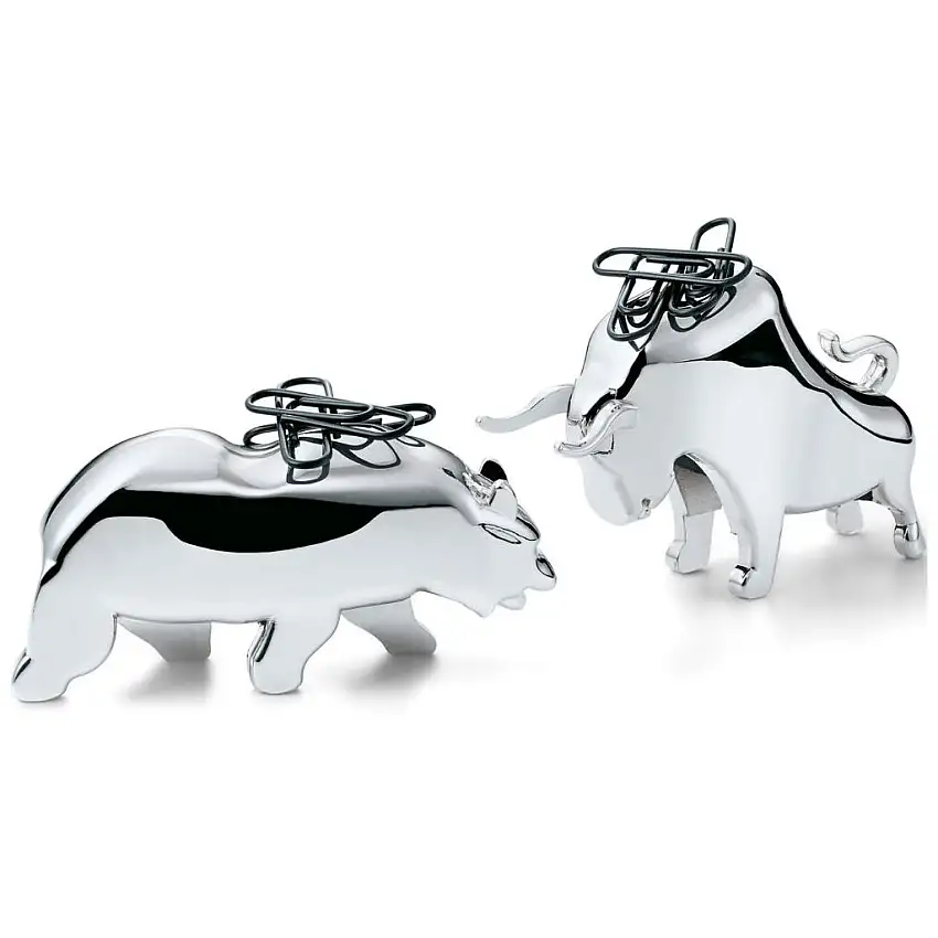 Portagraffette BULL & BEAR, set di 2 pz, nichel lucido, Philippi