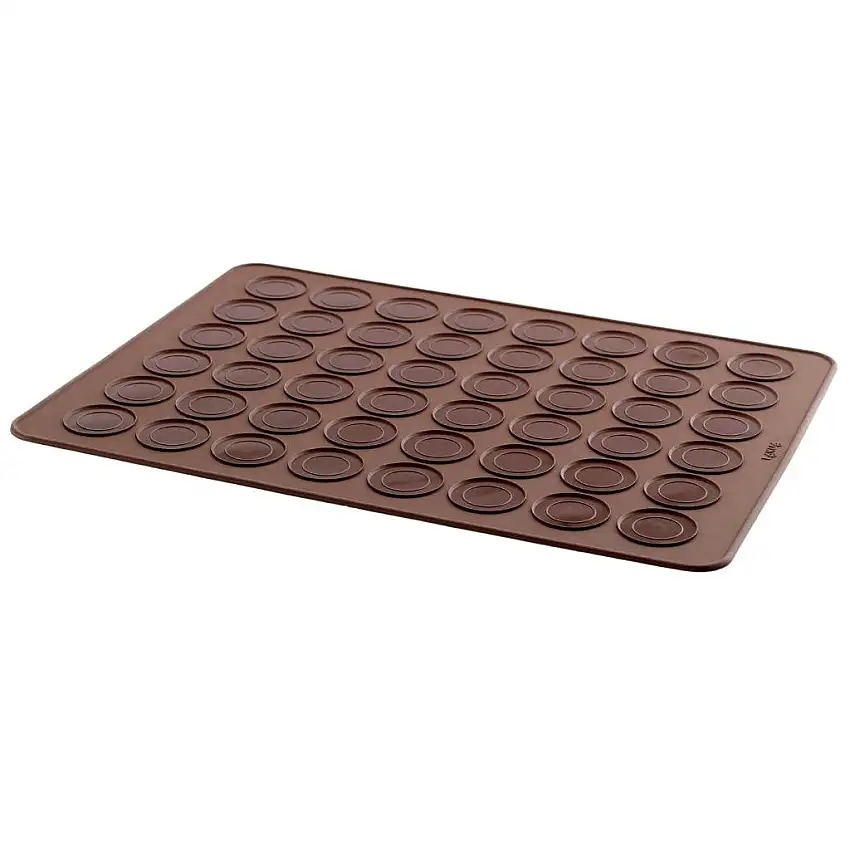 Tappetino da forno per macarons francesi 40 cm, marrone, silicone, Lékué
