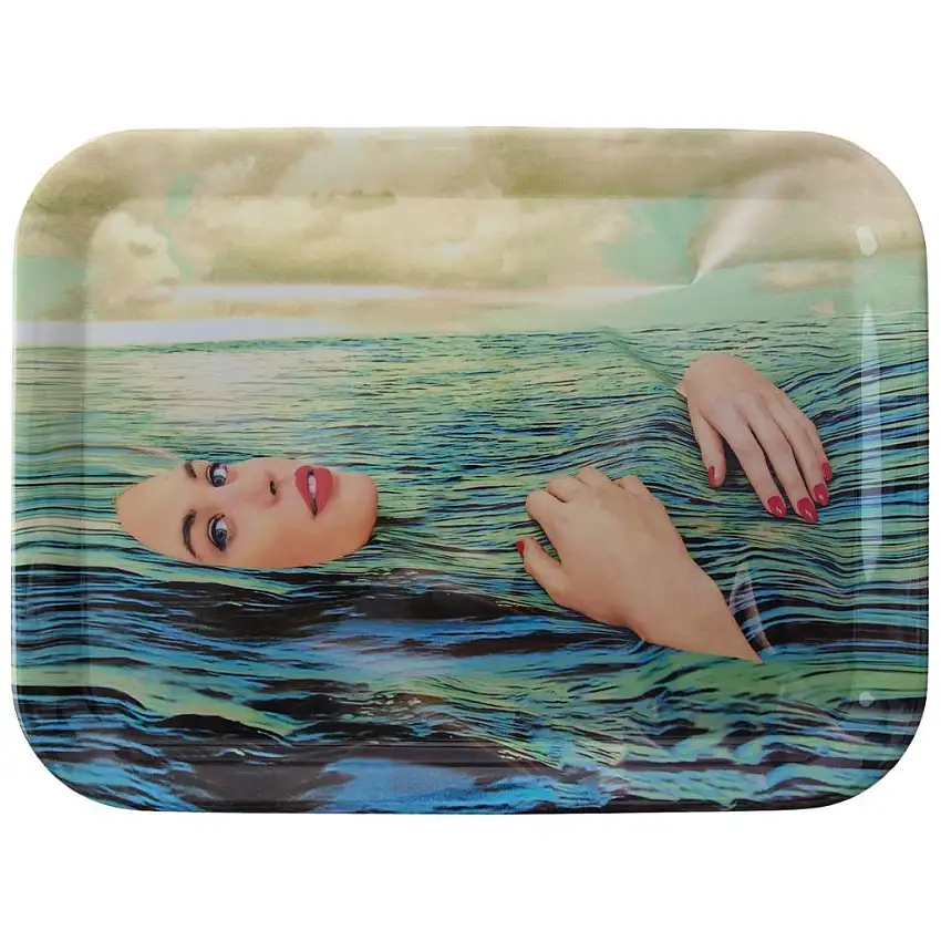 Vassoio da portata TOILETPAPER SEA GIRL 32 x 43,5 cm, blu, Seletti