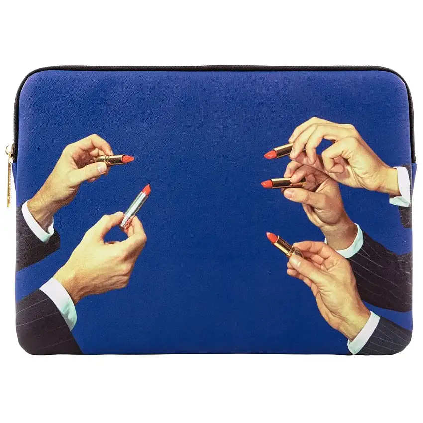 Borsa per laptop TOILETPAPER LIPSTICKS 34,5 x 25 cm, blu, Seletti