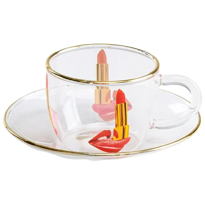 Tazzina espresso con piattino TOILETPAPER TONGUE 50 ml, Seletti