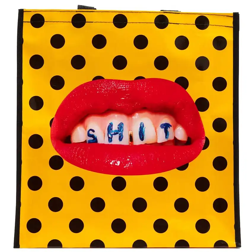 Borsa shopper TOILETPAPER SHIT 42 cm, arancione, Seletti