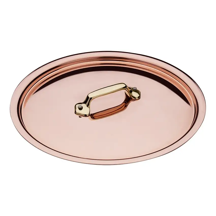 Coperchio pentola 20 cm, con manico in bronzo, rame, Mauviel