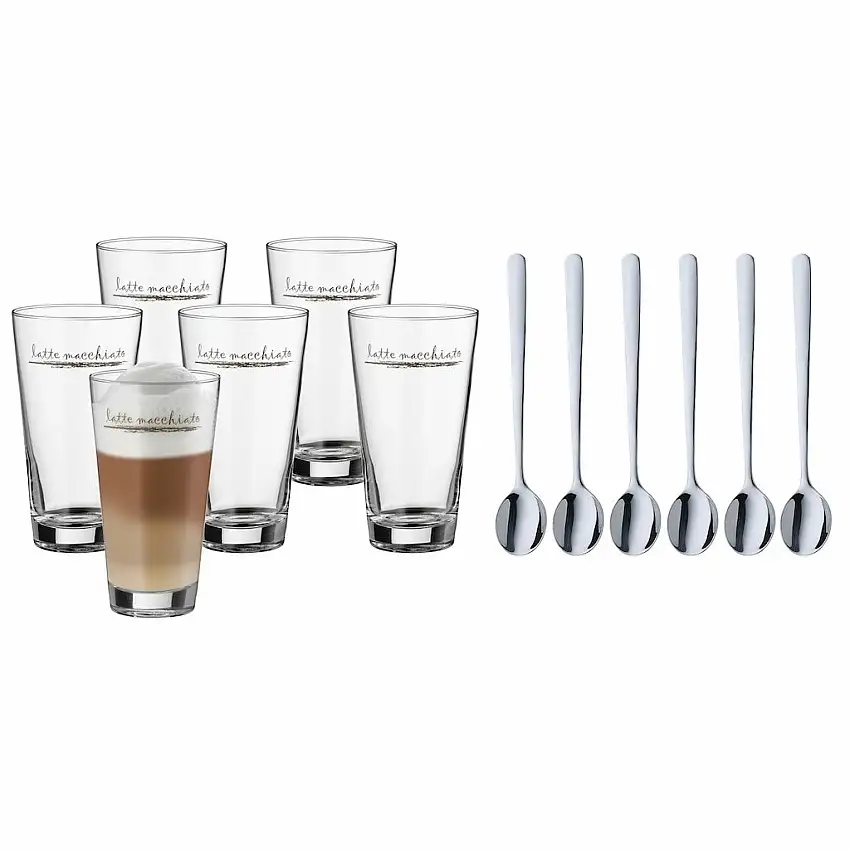 Bicchieri da latte macchiato CLEVER e MORE, set di 6 pz, con cucchiaini, WMF