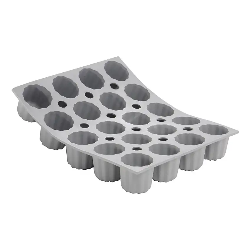 Tortiera ELASTOMOULE per 20 mini muffin canelé diametro 3,5 cm, de Buyer