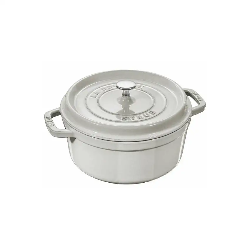 Casseruola COCOTTE 20 cm, rotonda, bianco, ghisa, Staub