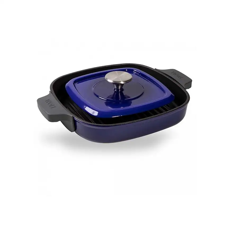Bistecchiera 24 cm, induzione, con coperchio, blu, ferro, WOLL