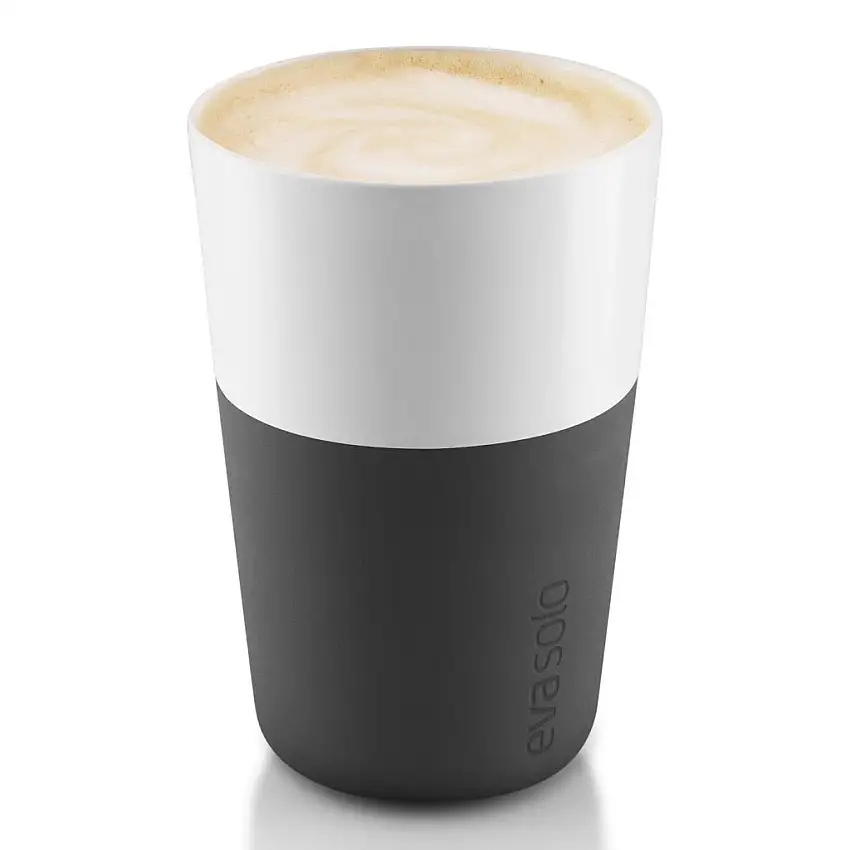 Tazze 360 ml, set di 2 pz, con cover in silicone, nero carbone, Eva Solo