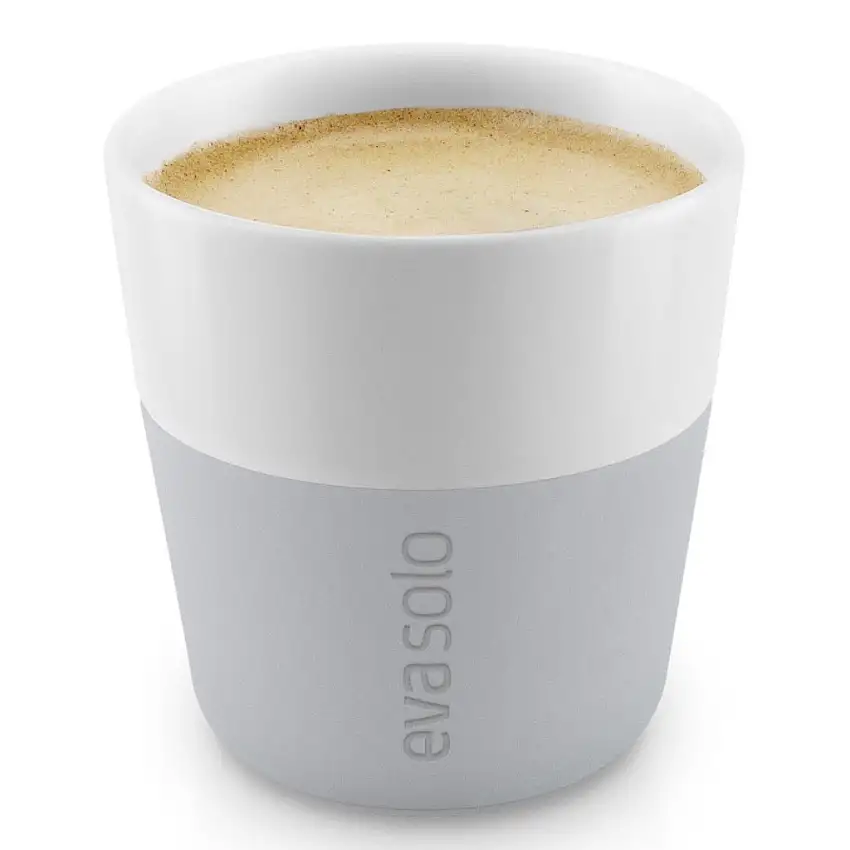Tazzina espresso 80 ml, set di 2 pz, con cover in silicone, grigio chiaro Eva Solo