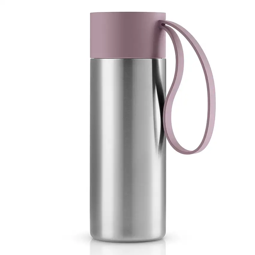 Tazza da viaggio TO GO 350 ml, coperchio rosa, acciaio inox, Eva Solo