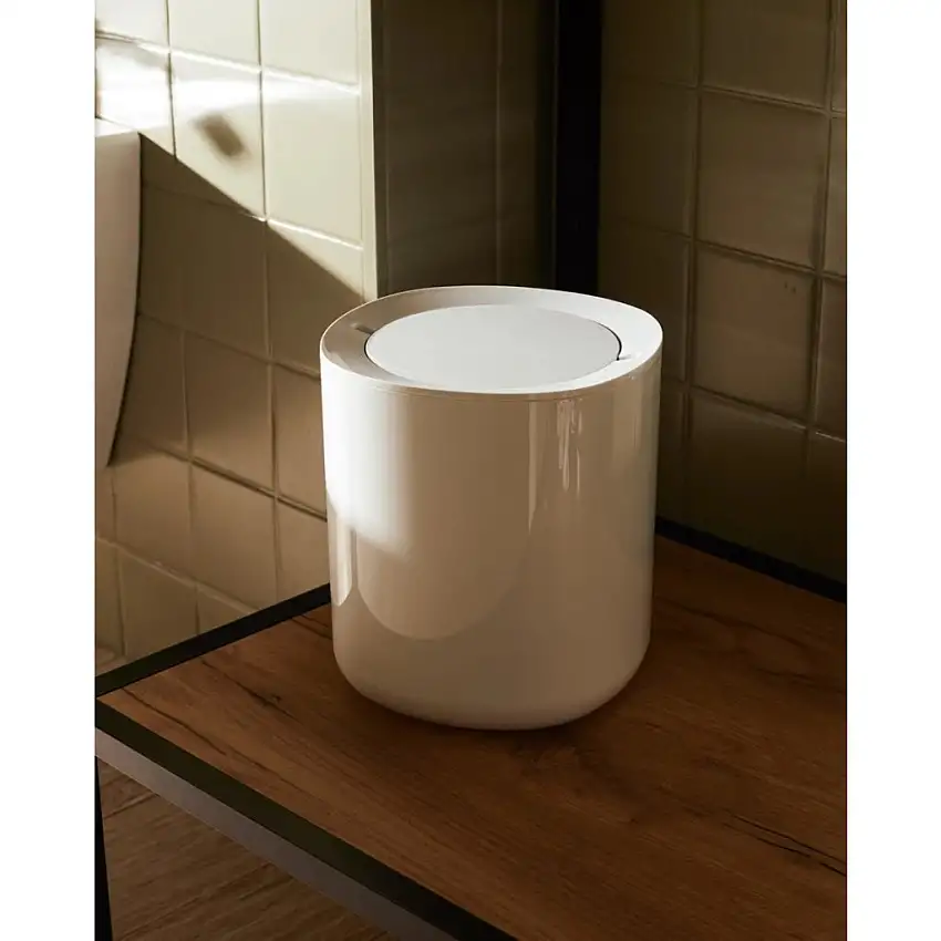 Pattumiera da bagno BIRILLO 21 cm, bianca, Alessi