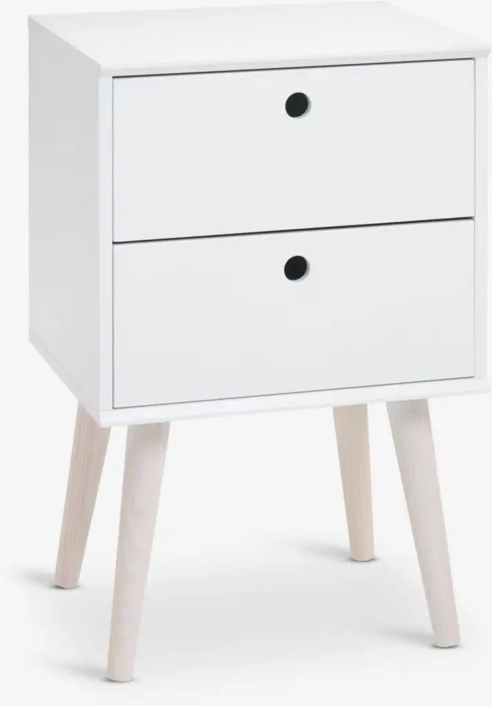 Comodino OPLEV 2 cassetti bianco/pino