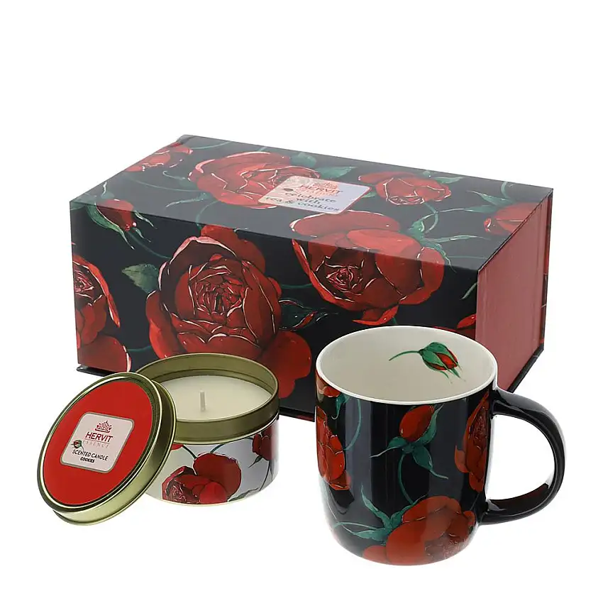 HERVIT - Set Candela 150G+Mug Porc.Rose Baccarat