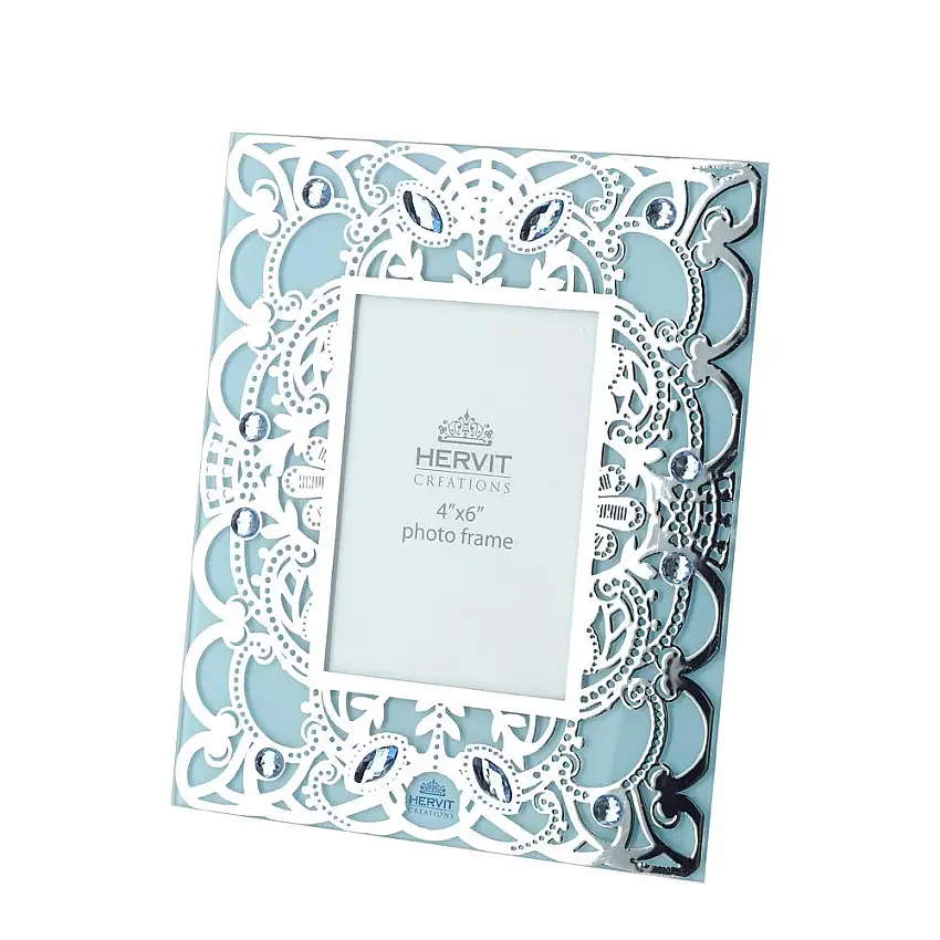 HERVIT - Cornice Vetro Byzantium Azzurro 18X22Cm