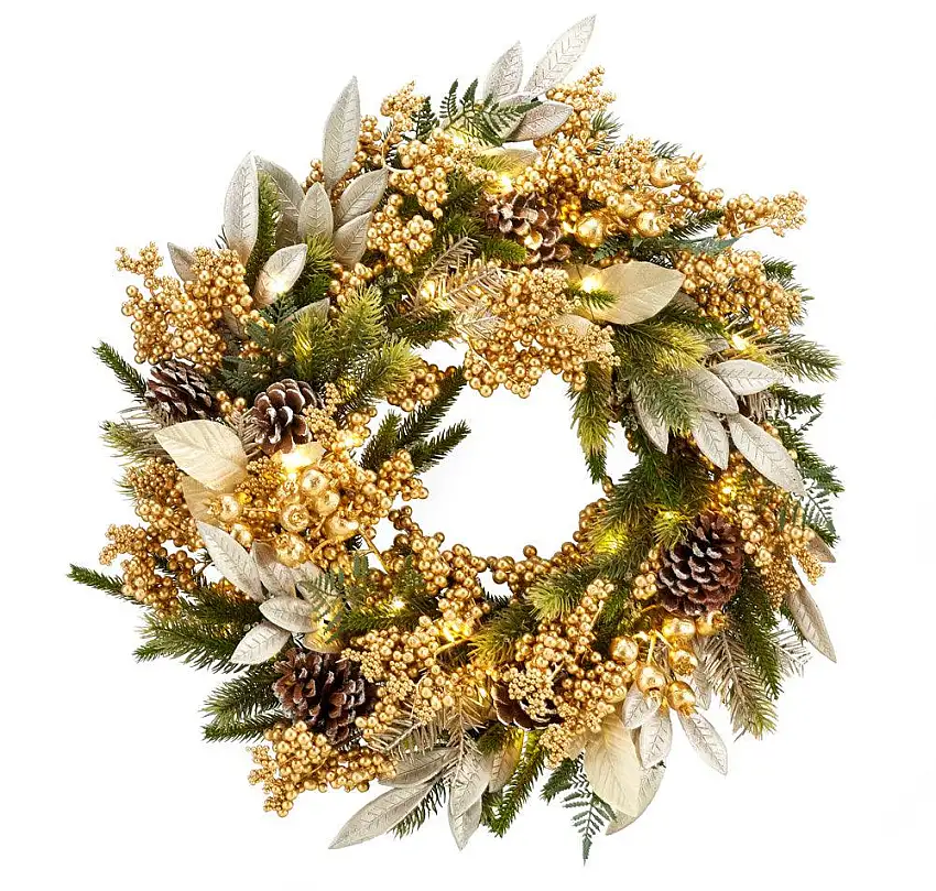 Fade Maison | Ghirlanda Gold Berry con Bacche, Pigne e Led Natale 2025