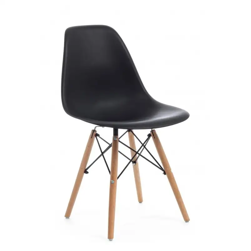 SEDIA MADELINE NERA CON GAMBE IN FAGGIO