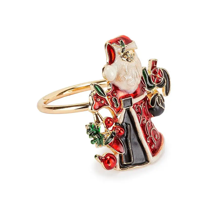 Fade Maison | Set 6 Legatovagliolo Babbo Natale in Metallo e Strass Natale 2025
