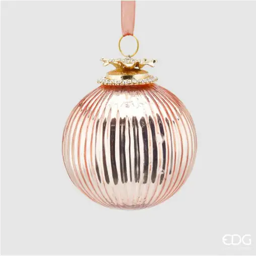SFERA GIOIELLO IN VETRO ROSA DIAMETRO CM 10