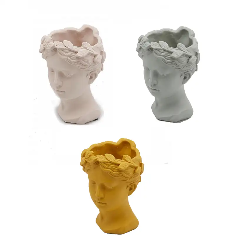 VASO TESTA DONNA CEMENTO CM 22H DIVERSI COLORI