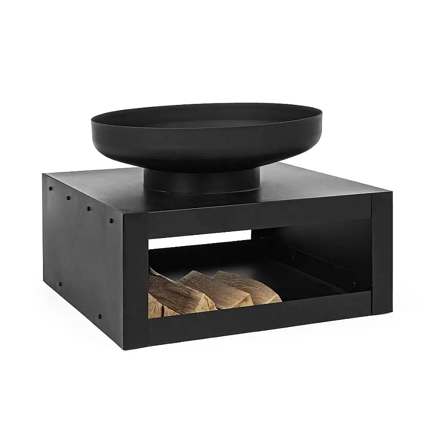 BRACIERE CON PORTA LEGNA EFESTO CM 70X70