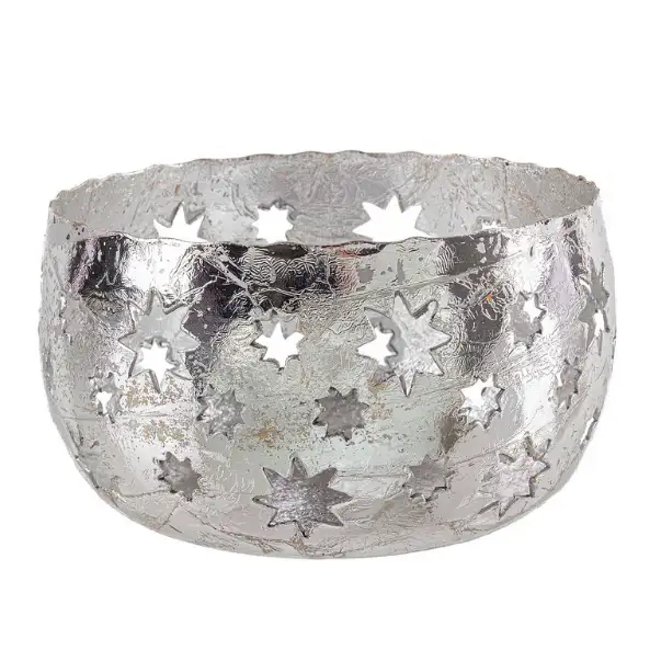 PORTACANDELA MAYA BASSO ARGENTO CON STELLE DIVERSE MISURE
