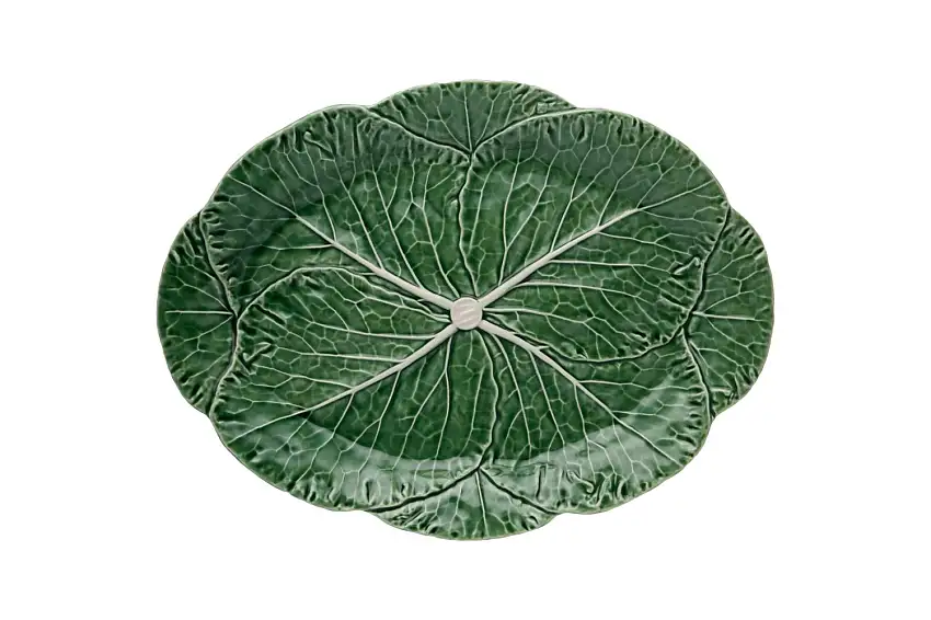 Bordallo - Pinheiro Piatto da portata Ovale in ceramica | Couve Verde - Beige