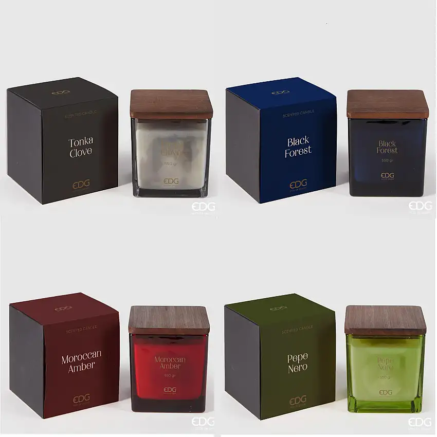 CANDELA PROFUMATA 550 GR CON TAPPO IN LEGNO CM 11,5H DIVERSE FRAGRANZE