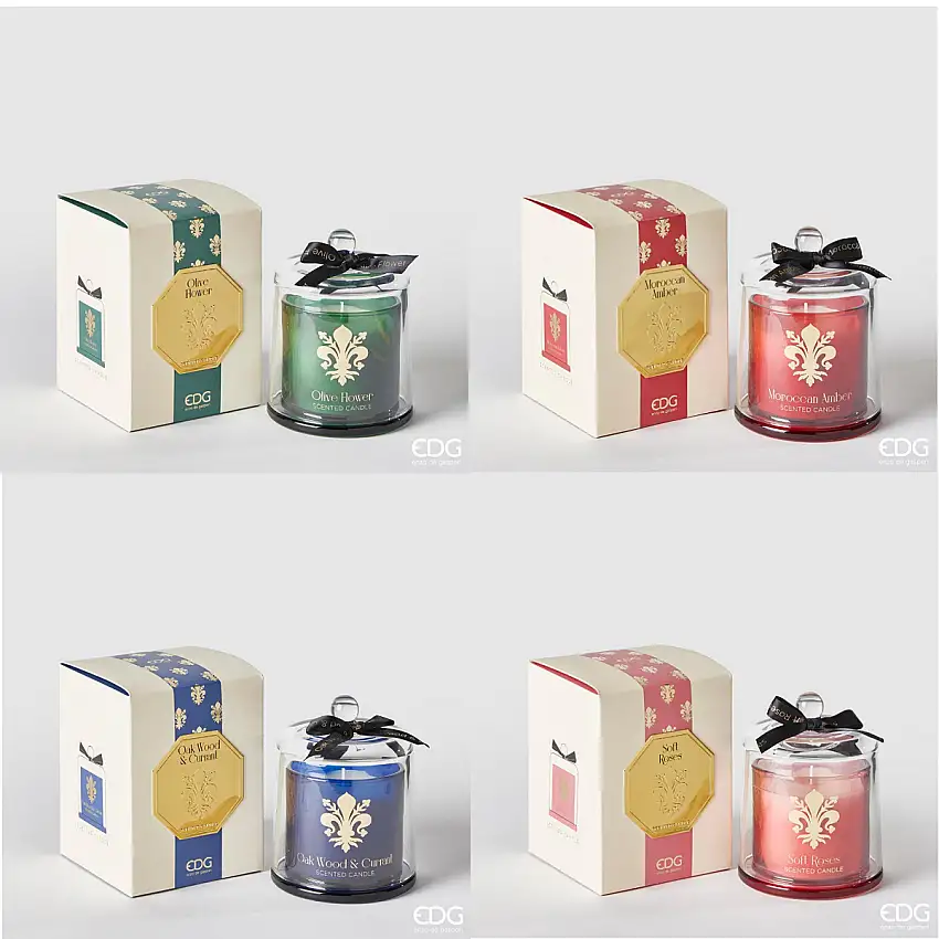 CANDELA PROFUMATA GOLDLILY 500GR CON CUPOLA IN VETRO DIVERSE FRAGRANZE