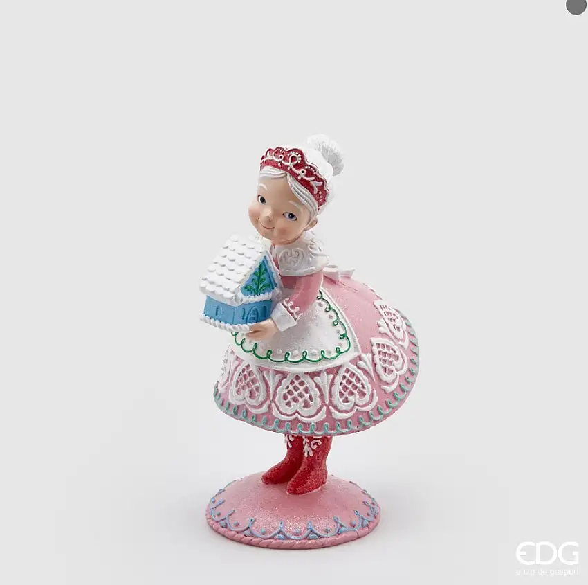 MAMMA NATALE POLY CON TORTA ROSA CM 33 H
