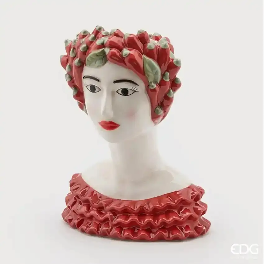 VASO FACCIA CON PEPERONCINI CM 34 ALTEZZA IN CERAMICA