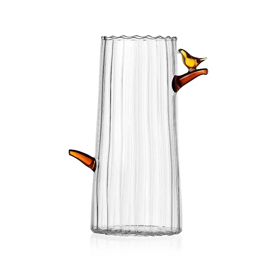 Ichendorf Vaso vetro con uccellino Ambra Birds