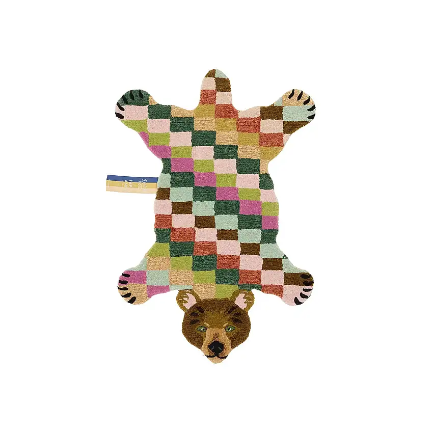 Doing Goods Tappeto Archie Check Bear - 100% Fatto a Mano