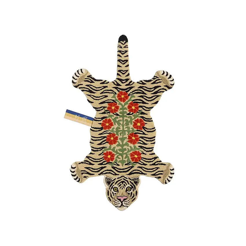 Doing Goods Tappeto Floral White Tiger - 100% Fatto a Mano
